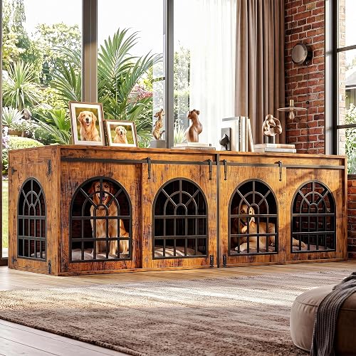 Furpezoo black furniture dog crate with side door and top skylight